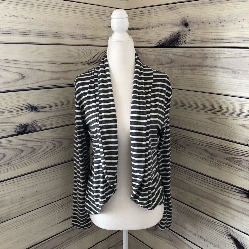 Fenn Wright Manson Grey & White Striped Soft Cardigan Size Small